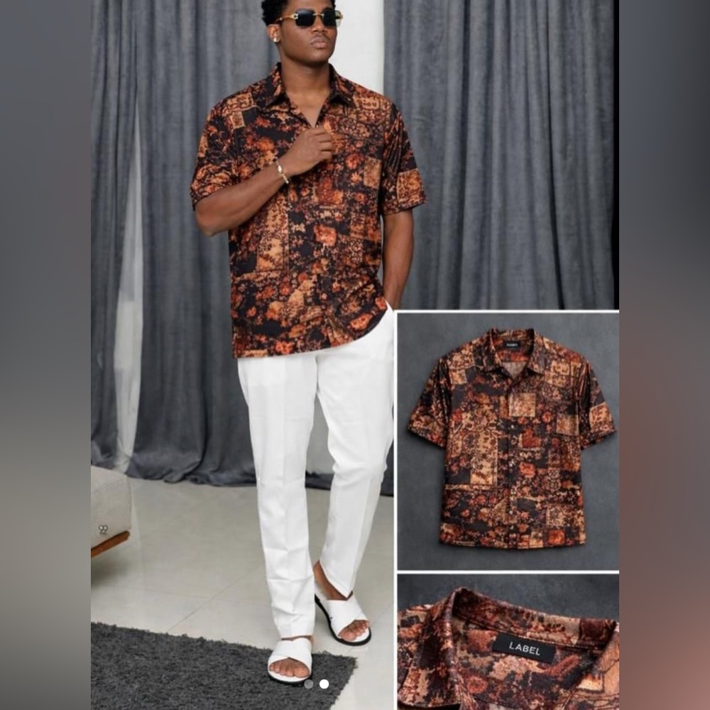 Airwaves Australia Button-Down Floral Abstract Print Shirt Multicolor
